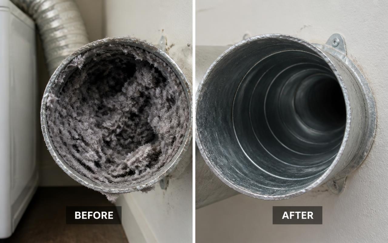 Before and after: Dryer Vent Lint