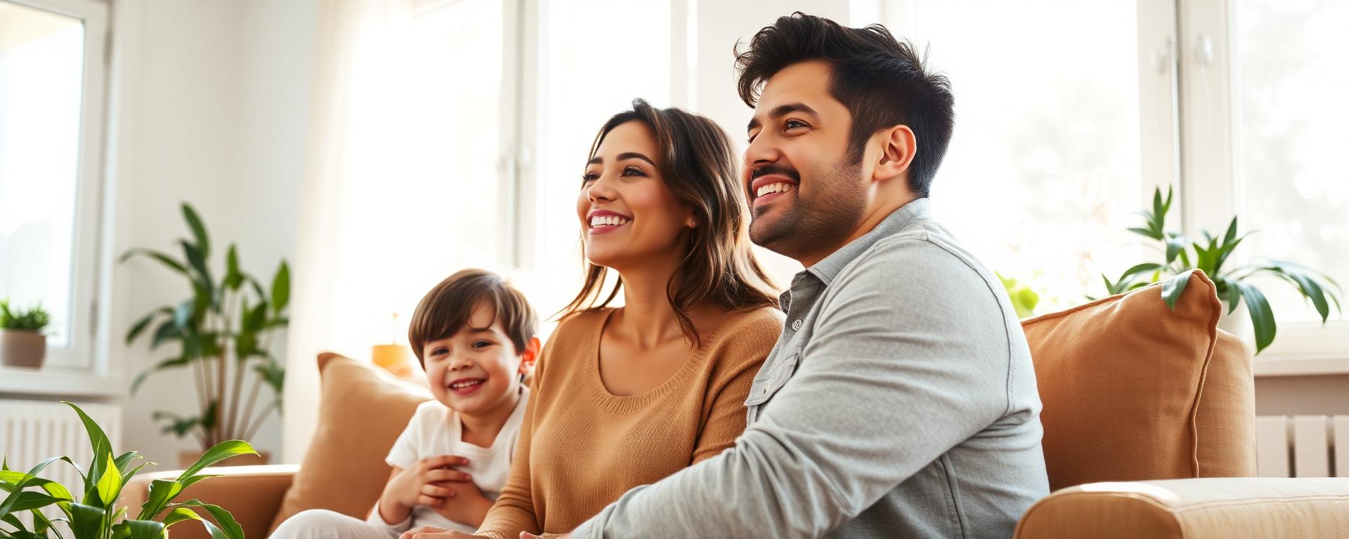 Happy Canadian family enjoying clean indoor air